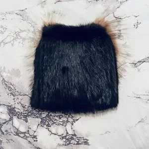 Russian Mink Fur Hat for Women with Elastic OS Black Mink and Fox Fur Hat, Luxuriously Soft and Cozy  main image 4